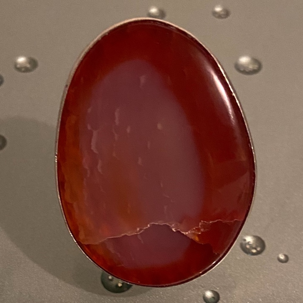 Orange Stone RARE “950” Sterling Silver Ring